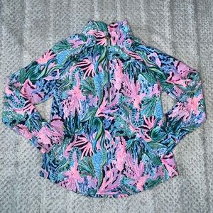 Lilly Pulitzer Round Hem Skipper Popover High Tide Navy Bringing Mermaid Back